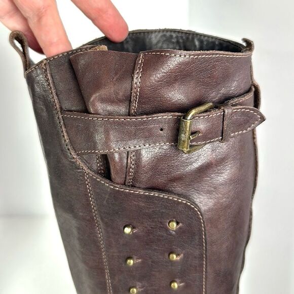 NWOB Montegranaro Area Forte Italy Brown Leather Studded Riding Boots EUR37 US 7 - Picture 7 of 15